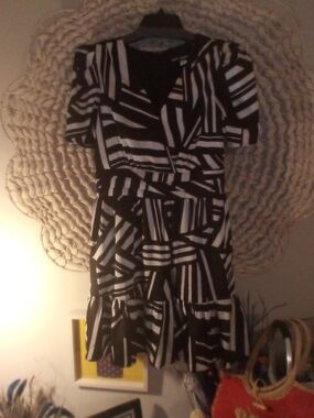 Karl Lagerfeld Black & White Geometric Midi Dress